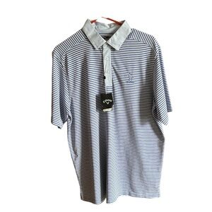 🆕Callaway Mens Camelback Golf Club Polo Shirt Blue/ Lite Blue Stripe Size L